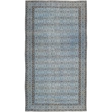 Bespoky 149x267 cm Pembe Açık Mavi Geometrik Geleneksel Yıldız Halı | Salon Yatak Odası Halısı | UNİQUE-13416