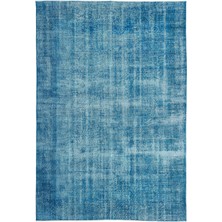 Bespoky 216x320 cm Mavi Eskitme Vintage Soyut Halı | Salon Yatak Odası Halısı | UNİQUE-15561