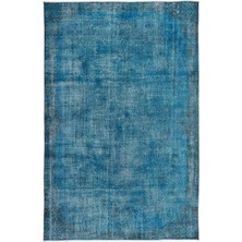 Bespoky 188x291 cm Gri Mavi Eskitme Soyut Halı | Salon Yatak Odası Halısı | UNİQUE-15887
