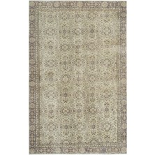Bespoky 190x298 cm Ekru Bej Bordürlü Geleneksel Bitkisel Halı | Salon Yatak Odası Halısı | UNİQUE-19654