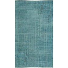 Bespoky 149x265 cm Krem Turkuaz Eskitme Vintage Soyut Halı | Salon Yatak Odası Halısı | UNİQUE-12403