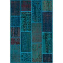 Bespoky Turkuaz Patchwork Geleneksel Halı | Salon Yatak Odası Halısı | UNİQUE-33145