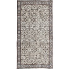 Bespoky 156x286 cm Bej Krem Geleneksel Vintage Bitkisel Halı | Salon Yatak Odası Halısı | UNİQUE-15989