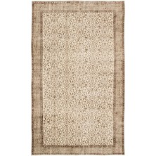 Bespoky 172x285 cm Bej Klasik Yün Halı | Salon Yatak Odası Halısı | %100 Doğal Yün El Yapımı El Dokuma | UNİQUE-17115