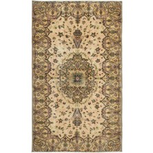 Bespoky 162x276 cm El Dokuma Bej Yün Halı | El Yapımı Klasik Salon Halısı | %100 Doğal Yün | UNİQUE-17486