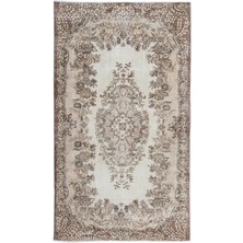 Bespoky 170x291 cm Bej Medalyonlu Geleneksel Çiçekli Halı | Salon Yatak Odası Halısı | UNİQUE-15907