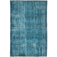Bespoky 161x236 cm Krem Mavi Eskitme Vintage Çiçekli Halı | Salon Yatak Odası Halısı | UNİQUE-13476