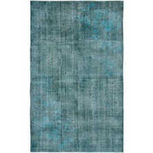Bespoky 168x275 cm Kahverengi Petrol Yeşili Eskitme Vintage Soyut Bitkisel Halı | Salon Yatak Odası Halısı | UNİQUE-13605