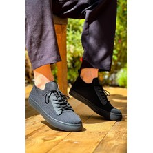 Kuback KB-110 Siyah Triko Siyah Yüksek Taban Bağcıklı Günlük Erkek Ayakkabı