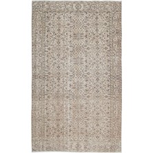 Bespoky 155x258 cm Bej Eskitme Vintage Bitkisel Halı | Salon Yatak Odası Halısı | UNİQUE-16247