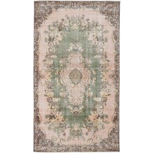 Bespoky 160x277 cm Mavi Pudra Pembe Medalyonlu Vintage Çiçekli Halı | Salon Yatak Odası Halısı | UNİQUE-15730