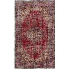 Bespoky 165x272 cm Kahverengi Kırmızı Geleneksel Oryantal Madalyonlu Halı | Salon Yatak Odası Halısı | UNİQUE-18814