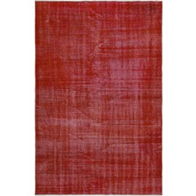 Bespoky 166x257 cm Bej Kırmızı Düz Vintage Motifsiz Halı | Salon Yatak Odası Halısı | UNİQUE-23190