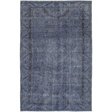 Bespoky 163x253 cm Kırmızı Mavi Geleneksel Eskitme Vintage Bitkisel Medalyon Halı | Salon Yatak Odası Halısı | UNİQUE-13831