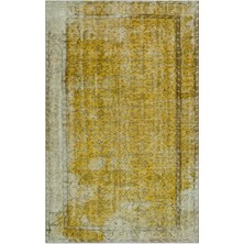 Bespoky 166x262 cm Bej Sarı Eskitme Vintage Bitkisel Halı | Salon Yatak Odası Halısı | UNİQUE-24305
