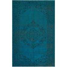 Bespoky 186x287 cm Mor Turkuaz Madalyonlu Geleneksel Bitkisel Halı | Salon Yatak Odası Halısı | UNİQUE-23735