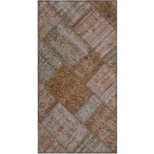 Bespoky 80x153 cm Kahverengi Klasik Yün Halı | Mutfak Balkon Salon Halısı | %100 Doğal Yün El Yapımı El Dokuma | UNİQUE-21332