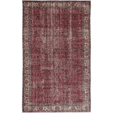 Bespoky 167x278 cm Gri Kırmızı Geleneksel Klasik Çiçekli Halı | Salon Yatak Odası Halısı | UNİQUE-13732
