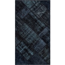 Bespoky 80x150 cm Kırmızı Siyah Yamalı Patchwork Soyut Halı | Salon Mutfak Halısı | UNİQUE-26099