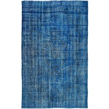 Bespoky 183x295 cm Gri Mavi Eskitme Vintage Soyut Halı | Salon Yatak Odası Halısı | UNİQUE-16283
