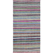 Bespoky 165x320 cm Çok Renkli Çizgili Bohem Soyut Halı | Salon Yatak Odası Halısı | UNİQUE-31724