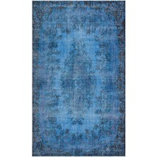 Bespoky 172x282 cm Sarı Mavi Geleneksel Vintage Çiçekli Halı | Salon Yatak Odası Halısı | UNİQUE-28784