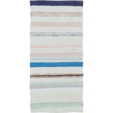Bespoky 66x145 cm Bej Beyaz Çizgili Bohem Halı | Salon Mutfak Halısı | UNİQUE-31794