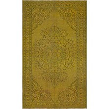 Bespoky 177x288 cm Bej Zeytin Yeşili Medalyonlu Geleneksel Bitkisel Halı | Salon Yatak Odası Halısı | UNİQUE-29996