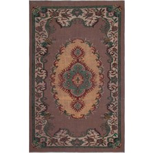 Bespoky 167x275 cm Çok Renkli Kahverengi Madalyonlu Geleneksel Çiçekli Halı | Salon Yatak Odası Halısı | UNİQUE-27405