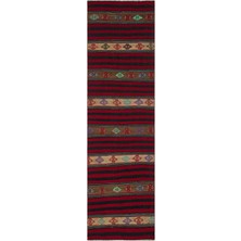 Teselya Bej Çizgili Yün Modern Desenli Yün Hav Toz Vermez Leke Tutmayan Salon Yolluk Mutfak El Dokuma Halı