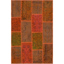 Bespoky 120x182 cm Bej Turuncu Patchwork Geleneksel Halı | Salon Yatak Odası Halısı | UNİQUE-33860