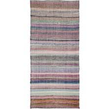 Bespoky 152x345 cm Kahverengi Çok renkli Çizgili Bohem Halı | Salon Yatak Odası Halısı | UNİQUE-32059