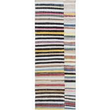 Bespoky 110x303 cm Bej Çok renkli Çizgili Bohem Halı | Salon Yatak Odası Halısı | UNİQUE-31843
