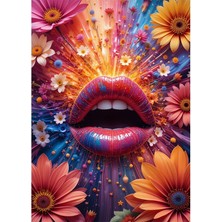 Bedeko Çiçekler ve Dudak Ahşap Tablo