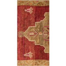 Bespoky 96x197 cm Krem Kırmızı Etnik Geleneksel Kuş figürleri Halı | Mutfak Koridor Halısı | UNİQUE-35631