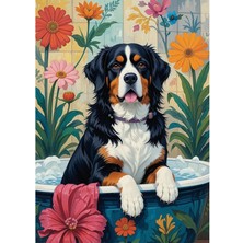 Bedeko Küvette Yıkanan Köpek Ahşap Tablo