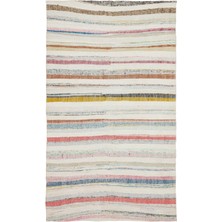 Bespoky 165x278 cm Bej Krem Çizgili Bohem Halı | Salon Yatak Odası Halısı | UNİQUE-37306