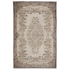 Bespoky 186x296 cm Gri Klasik Yün Halı | Salon Yatak Odası Halısı | %100 Doğal Yün El Yapımı El Dokuma | UNİQUE-5946