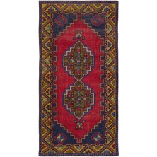 Bespoky 113x222 cm Bej Kırmızı Geleneksel Etnik Geometrik Halı | Salon Yatak Odası Halısı | UNİQUE-31501