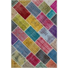 Bespoky 160x235 cm Kırmızı Çok renkli Yama işi Bohem Karışık Halı | Salon Yatak Odası Halısı | UNİQUE-33213