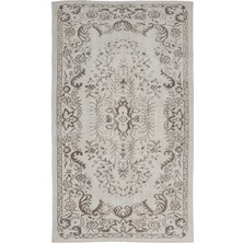 Bespoky 158x273 cm Sarı Krem Geleneksel Çiçekli Halı | Salon Yatak Odası Halısı | UNİQUE-8692