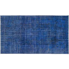 Bespoky 165x292 cm Mavi Eskitme Vintage Soyut Halı | Salon Yatak Odası Halısı | UNİQUE-10521