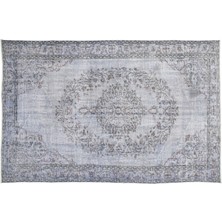 Bespoky 167x257 cm Gri Açık gri-mavi Madalyonlu Vintage Çiçekli Halı | Salon Yatak Odası Halısı | UNİQUE-10651