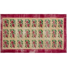 Kırmızı Çiçekli Yün Modern Desenli Yün Hav Toz Vermez Leke Tutmayan Salon Yolluk Mutfak El Dokuma Halı