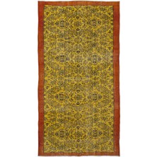 Bespoky 143x275 cm Bej Sarı Tüm yüzey desenli Vintage Bitkisel Halı | Salon Yatak Odası Halısı | UNİQUE-9128