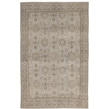 Bespoky 190x293 cm Antrasit Açık Bej Geleneksel Vintage Çiçekli Halı | Salon Yatak Odası Halısı | UNİQUE-8665