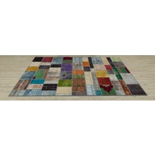 Hali.Net Bej Patchwork Vintage Anadolu Yün Halı | Salon Yatak Odası Halısı | Doğal Yün El Yapımı El Dokuma Hav Vermez | PATCHWORK-5147
