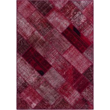 Hali.Net 160x230 cm Kırmızı Vintage Anadolu Eskitme Yün Halı | Salon Yatak Odası Halısı | Doğal Yün El Yapımı El Dokuma Hav Vermez | UNİQUE-26321