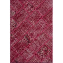 Iskece Kırmızı Eskitme Etnik Modern Desenli Yün Hav Toz Vermez Leke Tutmayan Salon Yolluk Mutfak El Dokuma Halı