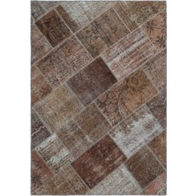 Hali.Net 120x180 cm Kahverengi Eskitme El Dokuma Yün Halı | El Yapımı Doğal Yün Salon Halısı | Geleneksel Anadolu Hav Vermez | UNİQUE-25106